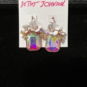 Betsey Johnson Multicolor Floral Gem Earrings